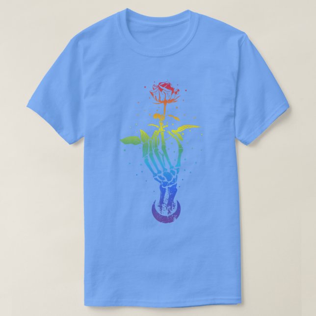 Skeleton Rainbow Moon Rose Witchcraft Tattoo Tarot T-Shirt (Design Front)