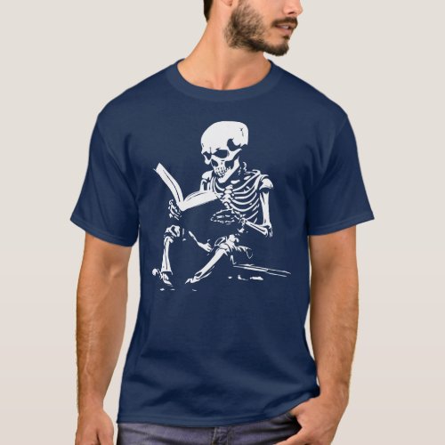 Skeleton reading a book 2 T_Shirt