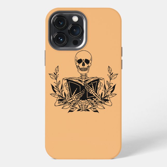 Skeleton Reading Book Bookworm Reader Funny Gift  Iphone Case (Back)