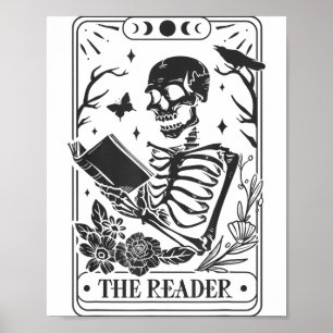 Skeleton Reading Book Lover Funny The Reader Tarot Poster