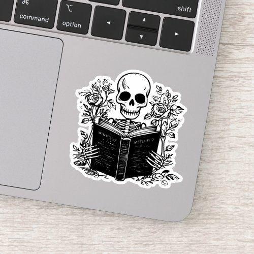 Skeleton reading book sticker