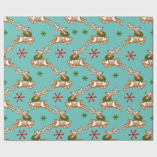 Skeleton Reindeer Gingerbread man Wrapping Paper