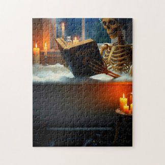 Skeleton relaxing in the bath jigsaw puzzle