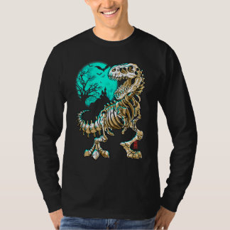 Skeleton Rex Halloween Boys Dino Kids Skull Bones T-Shirt