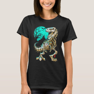 Skeleton Rex Halloween Boys Dino Kids Skull Bones T-Shirt