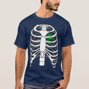 Skeleton Rib Broccoli Heart Costume Easy Halloween T-Shirt
