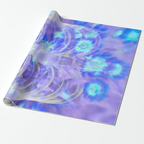 Skeleton Rib Cage Floral Purple Blue Vintage Xray Wrapping Paper