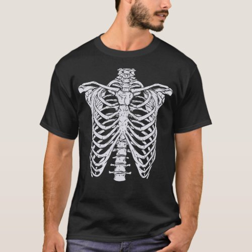 Skeleton Rib Cage Happy Halloween Trick Or Treat T_Shirt