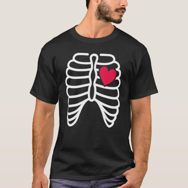 Skeleton Rib Cage Heart X Ray Adults Kids  Hallowe T-Shirt (Front)