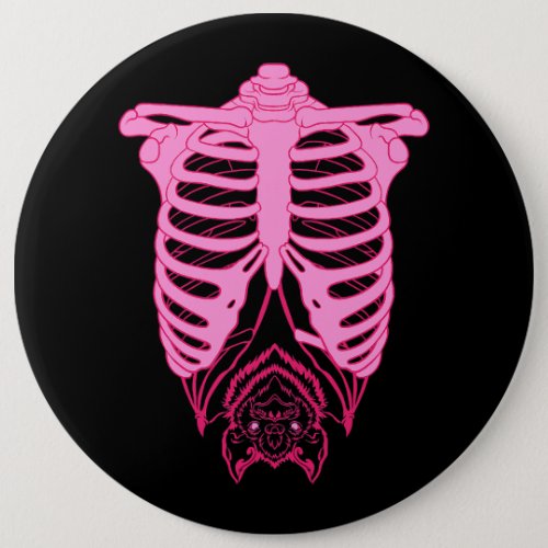 Skeleton Rib Cage with Bat Nu Goth Pastel Goth Aes Button