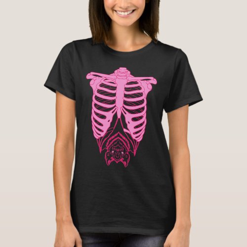 Skeleton Rib Cage with Bat Nu Goth Pastel Goth Aes T_Shirt
