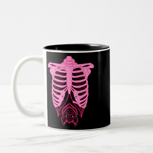 Skeleton Rib Cage with Bat Nu Goth Pastel Goth Aes Two_Tone Coffee Mug