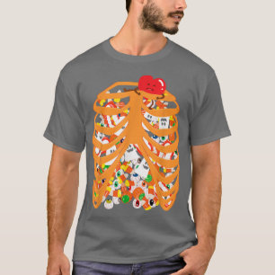 Skeleton Rib Cage X-ray Candy Halloween Trick or T T-Shirt