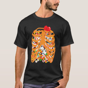 Skeleton Rib Cage X Ray Candy Halloween Trick Or T T-Shirt