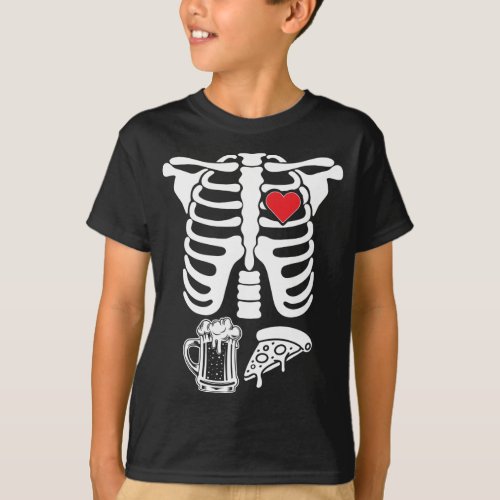 Skeleton Ribcage X_Ray Maternity Pizza Halloween P T_Shirt
