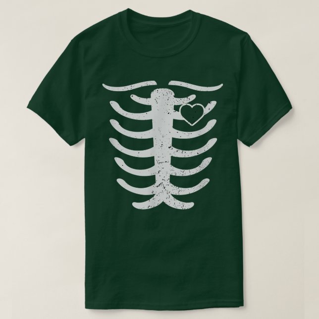 Skeleton Ribs Bones Heart  T-Shirt (Design Front)