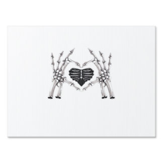 Skeleton Ribs Hand Heart Sign