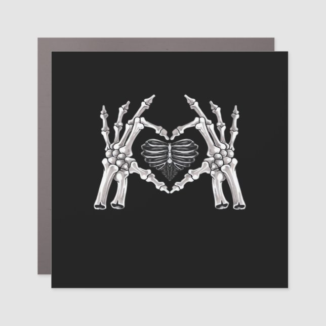 Skeleton Ribs Hand Heart Sign (Front)