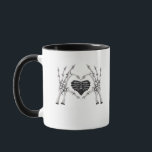 Skeleton Ribs Hand Heart Sign Mug<br><div class="desc">A skeleton ribs heart sign design. Gothic,  edgy,  and stylish.</div>