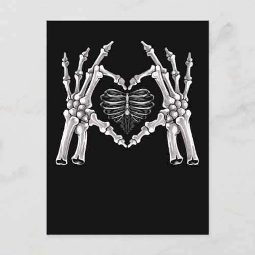 Skeleton Ribs Hand Heart Sign Postcard
