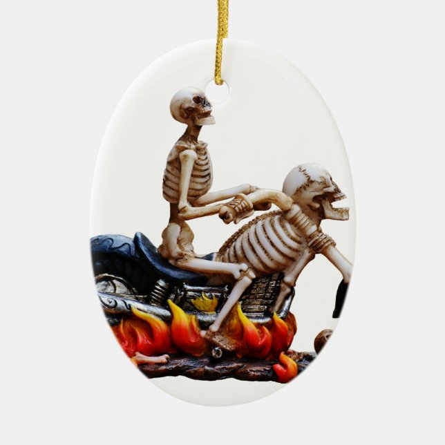 Skeleton Rider Ceramic Ornament (Front)