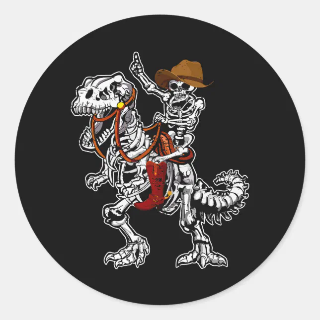 Skeleton Ride Decal Skeleton Rides Dinosaurs Skeleton Cowboy Bone Hall Classic Round ...