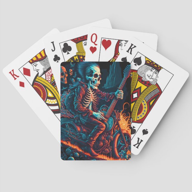 Skeleton Riding a Motorcycle Poker Cards (Back)