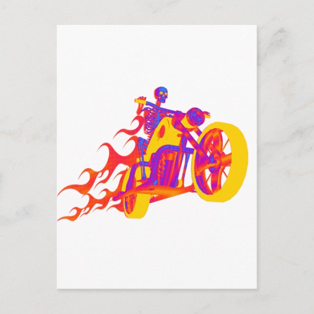 Skeleton Riding a Motorcycle Postcard (Front)