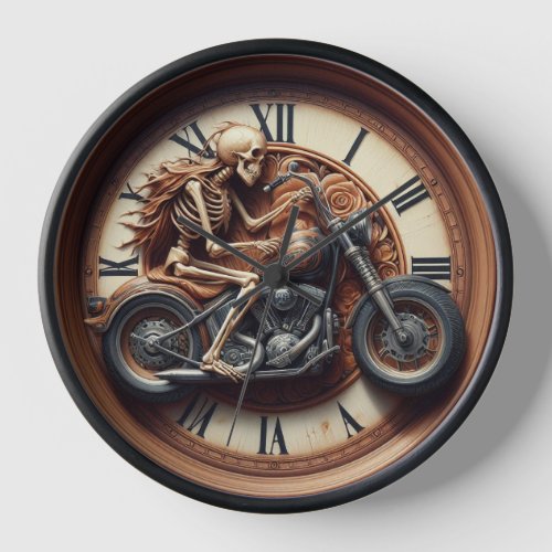 Skeleton Riding a zonked_out bike Clock