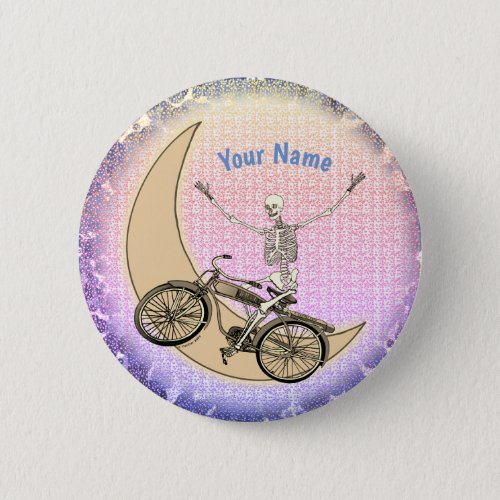Skeleton riding bicycle custom name pin