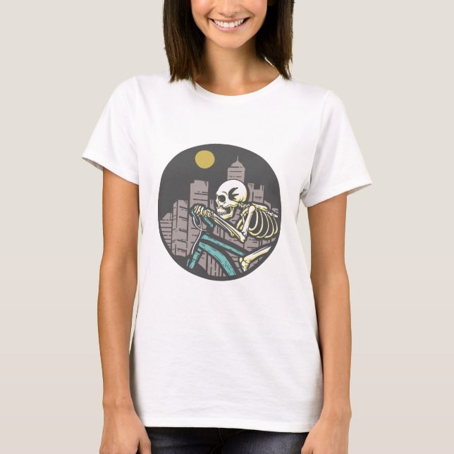 Skeleton Riding Bicycle T-Shirt (Front)