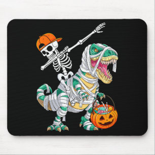 Skeleton Riding Dancing Dab Dinosaur T Rex Hallowe Mouse Pad