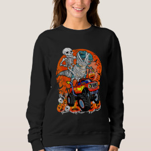 Skeleton Riding Dinosaur Rex Mummy Monster Truck H Sweatshirt