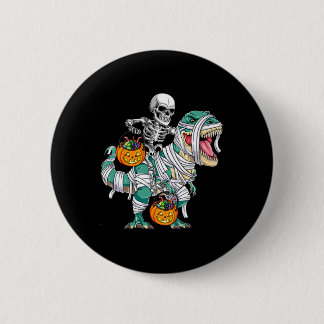 Skeleton Riding Dinosaur T Rex Fun Kids Boys Hallo Button