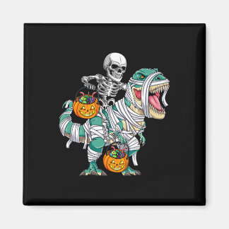 Skeleton Riding Dinosaur T Rex Fun Kids Boys Hallo Magnet