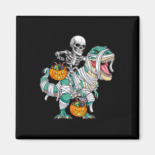 Skeleton Riding Dinosaur T Rex Fun Kids Boys Hallo Magnet