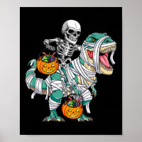 Skeleton Riding Dinosaur T Rex Fun Kids Boys Hallo