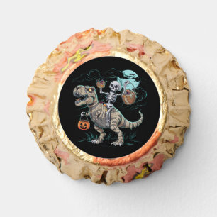 Skeleton Riding Dinosaur T rex Halloween Pumpkin Reese's Peanut Butter Cups