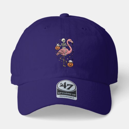 Skeleton Riding Flamingo Halloween Candy Shirt_1 47 Brand Hat