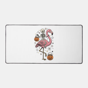 Skeleton Riding Flamingo Halloween Candy Shirt_1 Desk Mat