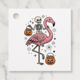 Skeleton Riding Flamingo Halloween Candy Shirt_1 Favor Tags