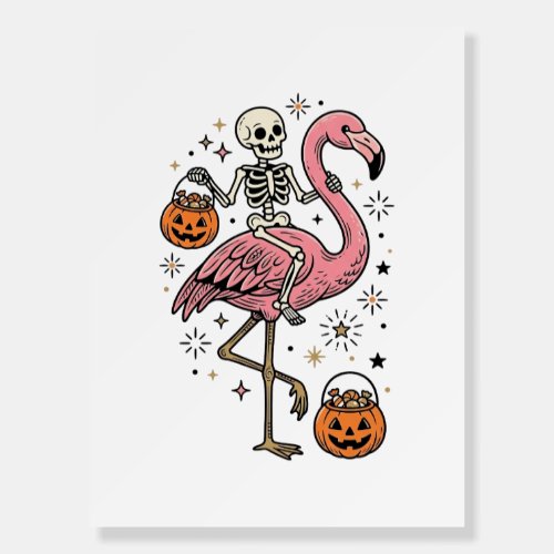 Skeleton Riding Flamingo Halloween Candy Shirt_1 Foam Board