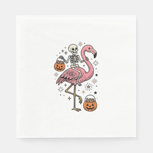 Skeleton Riding Flamingo Halloween Candy Shirt_1 Napkins