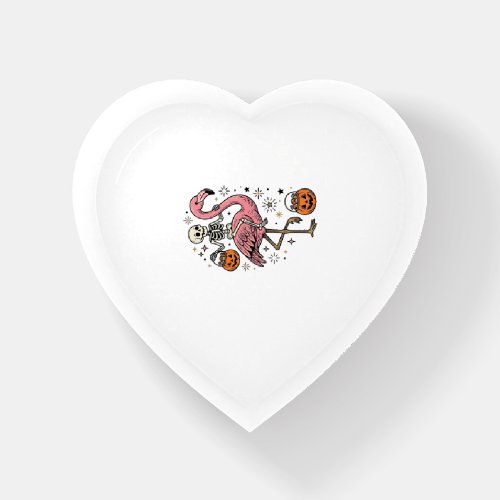 Skeleton Riding Flamingo Halloween Candy Shirt_1 Paperweight