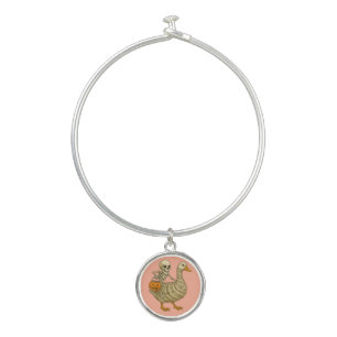 Skeleton Riding Mom Goose Halloween Funny Pumpkin Bangle Bracelet