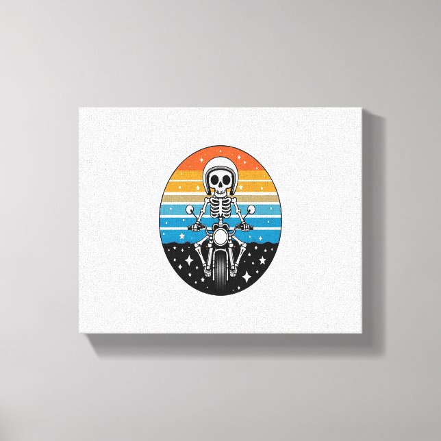 Skeleton Riding Motorcycle Canvas Print (Front)