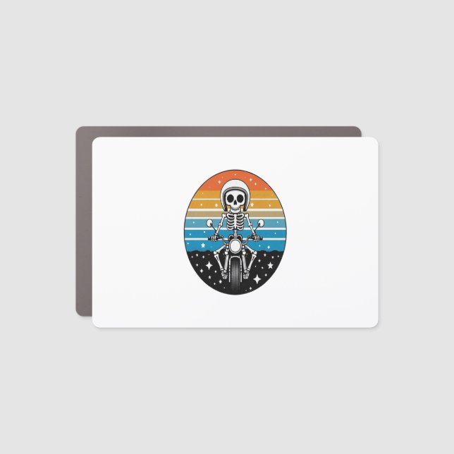 Skeleton Riding Motorcycle Car Magnet (Front)