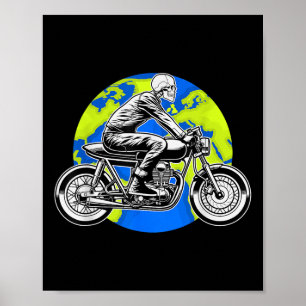 Skeleton Riding Motorcycle Earth Day Cool Save The Poster
