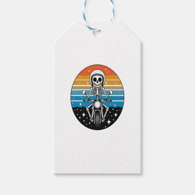 Skeleton Riding Motorcycle Gift Tags (Front)