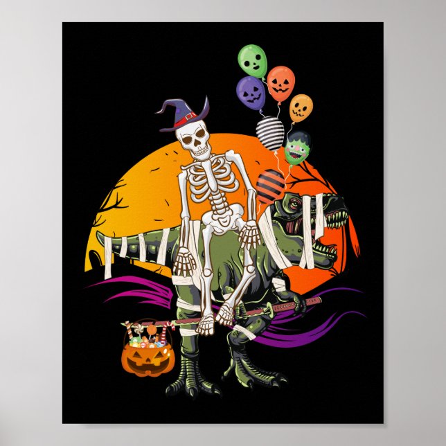 Skeleton Riding Mummy Dinosaur Poster (Front)